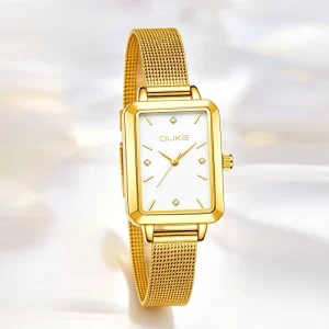 Women’s Gold Stainless Steel Square Watch