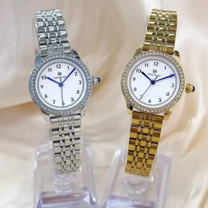 Women’s Gold Stainless Steel Waterproof Quartz Watch Rhinestone Bracelet Wrist Watch
