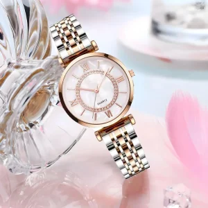 Women’s Japanese SEIKO Quartz Fashion Watch Simple Design Glass Dial Window Coin Style Pearl White Stainless Steel