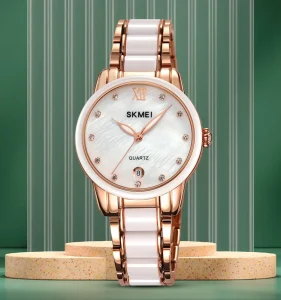 Women’s Luxury Fashion Quartz Watch Ceramic Alloy Case Glass Dial Pointer Hands 3ATM Waterproof Japan Movement