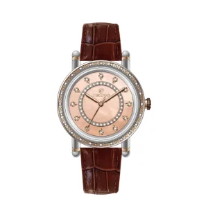 Women’s Luxury Fashion Watch Stainless Steel Case Genuine Leather Strap Miyota Quartz Movement Analog 38mm Waterproof Mineral