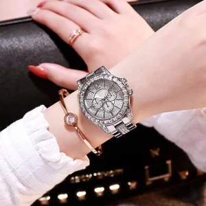 Women’s Mosinite Diamonds Watch Gold Quartz Ladies Watch Casual Bracelet Wristwatches Relogio Feminino
