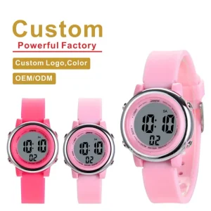 Women’s PVC Band Watch 3ATM Waterproof Digital Dial Display Luminous Chronograph Alarm Quartz