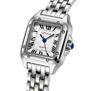 Women’s Pointer Dial 30M Water Resistance Vintage Classic Fashion Wristwatch Stainless Steel Quartz Watch