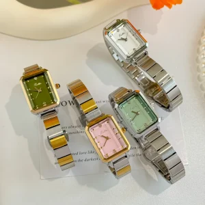 Women’s Quartz Alloy Watch, Waterproof, Square Stainless Steel Handwatch, Citizen Movement, for Lady