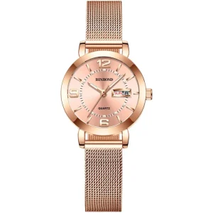 Women’s Quartz Stainless Steel Calendar Small Dial Casual Elegant Wristwatch