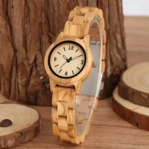Women’s Quartz Watch Custom Logo Lightweight Eco-Friendly Wooden Watch with Unique Texture