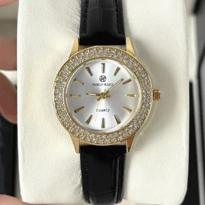 Women’s Quartz Watch Diamond Waterproof Leather Wrist Watch Customized Logo