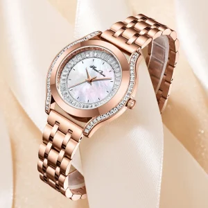 Women’s Quartz Watch Elegant Stylish with Stainless Steel Leather Band 36mm Dial Diameter Luxury Fashionable Small Watch