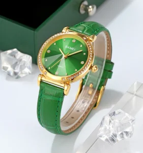 Women’s Quartz Watch Leather Strap Glass Dial Pointer Hands Fashion Waterproof 3ATM