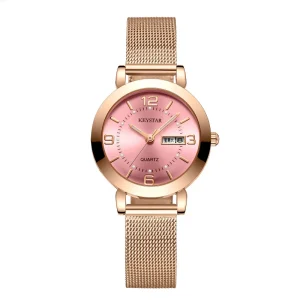 Women’s Quartz Watch Luminous Waterproof with Dual Calendar Automatic Wristwatch for Female Students