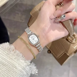 Women’s Quartz Watch Oval Stainless Steel Case Alloy Dial Business