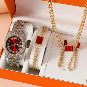 Women’s Quartz Watch Roman Numeral Diamond Fashionable Easy Match 36mm Large Dial Glass Pointer