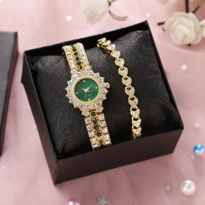Women’s Quartz Watch Set Casual Bracelet Watch with Starry Sky Face