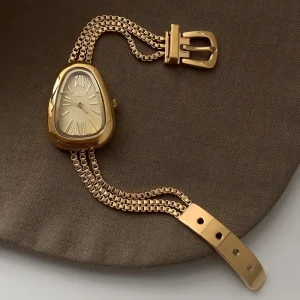 Women’s Quartz Watch, Snake Head Design, Bracelet Watch, Snake Chain