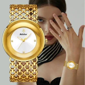 Women’s Quartz Watch Vintage Dial 30M Water Resistant Alloy Hollow Strap Rhinestone Fashion Pointer Hands