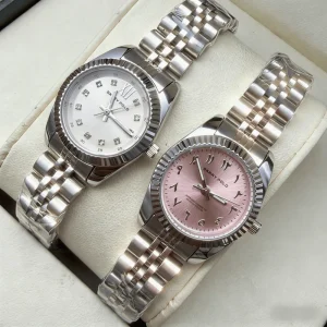 Women’s Quartz Watch with Pink Dial and Diamond Accents Stainless Steel Luxury Fashion Water Resistant Watch