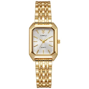 Women’s Quartz Watch with Steel Strap, Square Dial
