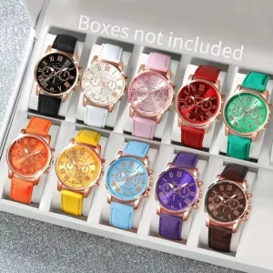 Women’s Quartz Watches 40mm Dial Diameter 20mm Leather Strap Multi Color Rose Gold Band Quartz Leather Wrist Watches
