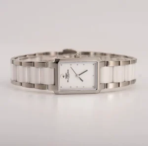 Women’s Rectangular Dial Quartz Watches Waterproof Ceramic Black White Couple Watch Reloj