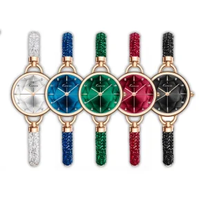 Women’s Round Watch Quartz Movement Necklace Bracelet Set Gift