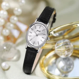 Women’s Simple Niche High-end Oval Watch with Genuine Leather, Waterproof Quartz, GD13043