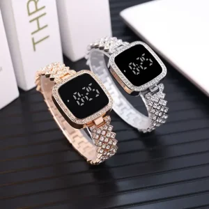 Women’s Small Luxury Style Watch Stainless Steel Belt Touch Casual Fashion Electronic Watch