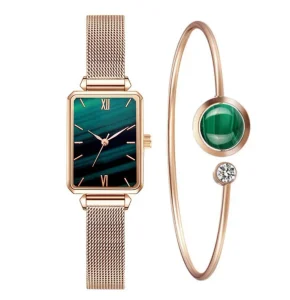 Women’s Square Case Fashion Watch, Glass Face, Stainless Steel, Alloy, Quartz Watch