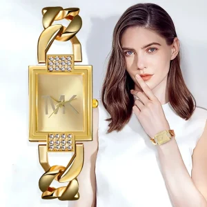 Women’s Square Diamond Set Light Luxury Niche Quartz Watch Casual Bracelet Stainless Steel Simple