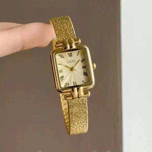 Women’s Square Retro Watch with Steel Band, Office Workers, Vintage Quartz Watch
