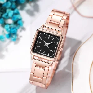 Women’s Square Steel Band Quartz Watch with Luminous Feature for Dropshipping Foreign Trade Men’s Women’s Watch Supply