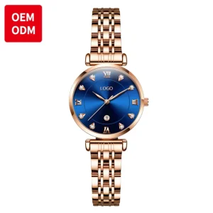 Women’s Stainless Steel Alloy Quartz Watch 30bar Water Resistant Power Reserve Analog Dress Watch, 5866