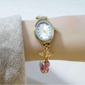 Women’s Stainless Steel Square Case Sapphire Crystal-Encrusted Leather Strap Water Resistant Dress Watch for Evening