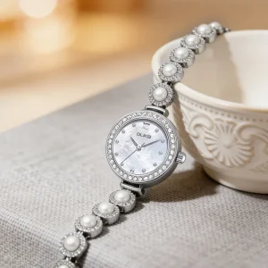 Women’s Stainless Steel Wristwatch Bracelet Simple Full Silver Waterproof Luminous Ladies Watch
