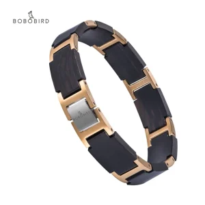 Women’s Stainless Steel and Wooden Quartz 5mm Case Thickness Pointer Dial Fashion Bracelet Watch with Buckle Clasp