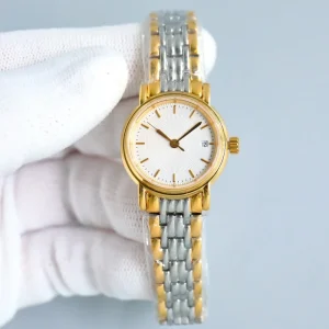 Women’s Two-tone Gold Silver Watch Ultra Thin 8.5mm Small White Dial with Calendar
