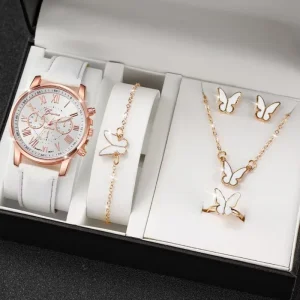 Women’s Watch Belt Fashion Trend Watch Three Eye Classic Three Color Optional Bracelet Jewelry Set Quartz Watch