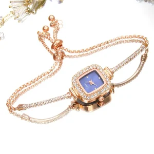Women’s Watch Diamond Crystal Square Watch Ladies Clock Bracelet Quartz Fashion Women Watches for Girl Relogio Feminino