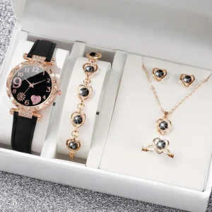 Women’s Watch Fashionable Personalized Simple Cross Border Heart Digital Belt Watch Quartz Movement Case Glass