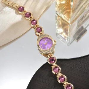 Women’s Watch Light Luxury Brand Oval Rhinestone Jewelry Crystal Bracelet Female Fashion Bracelet Quartz Clock Watches