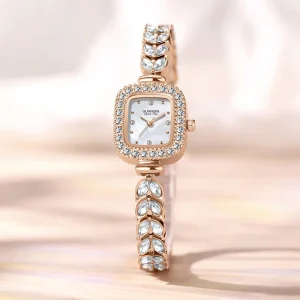 Women’s Watch Oval Alloy Case Quartz Stainless Steel Band Waterproof 3ATM Fashionable Elegant Pointer