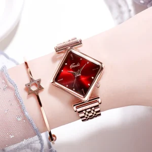 Women’s Watch Stylish Diamond-shaped Dial Simple Casual Quartz Watch