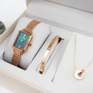 Women’s Watch and Bracelet Set Stainless Steel Mesh Belt Quartz