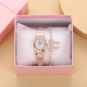 Women’s Watches Luxury Casual Quartz Small Dial Rhinestone Rose Gold