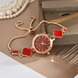 Womens Watches Vintage Clover Rhinestone Quartz Bracelet Watch Women’s Watch Women Watches Luxury Relogio Feminino