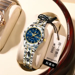 Women’s Waterproof Luminous Date Week Ladies Watch for Female Quartz Stainless Steel Dress Women Watch