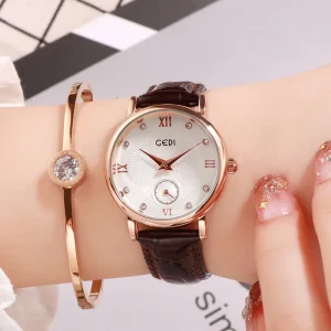 Women’s Wristwatch Simple Diamond-set Leather Strap Casual Watch