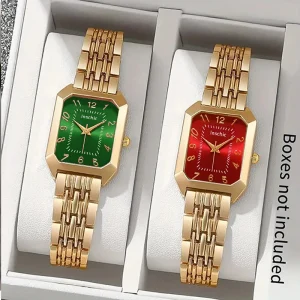 Women’s Wristwatch, Simple Elegant Retro Ins Style, 30mm Rectangular Steel Strap, Roman Numeral Quartz Movement, 10mm Case