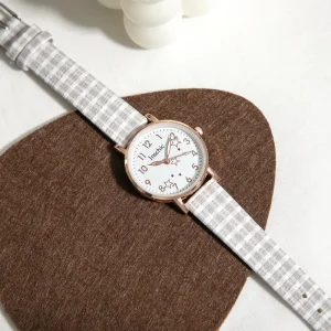Women’s watches for junior high school students plaid simple elegant fresh casual fashionable quartz watches