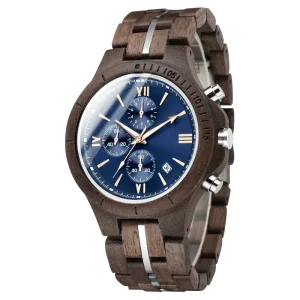 Wood Chronograph Wristwatch Gift for Boyfriend Dad Husband
